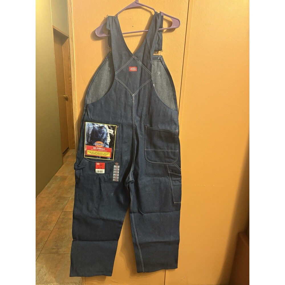 NWT 90s Y2K Dickies Made In USA Blue Denim Bib Overalls 40x30 Vintage